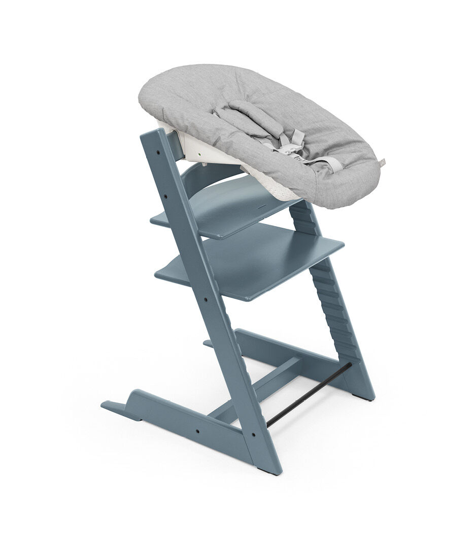 Tripp Trapp® chair Fjord Blue with Newborn Set.